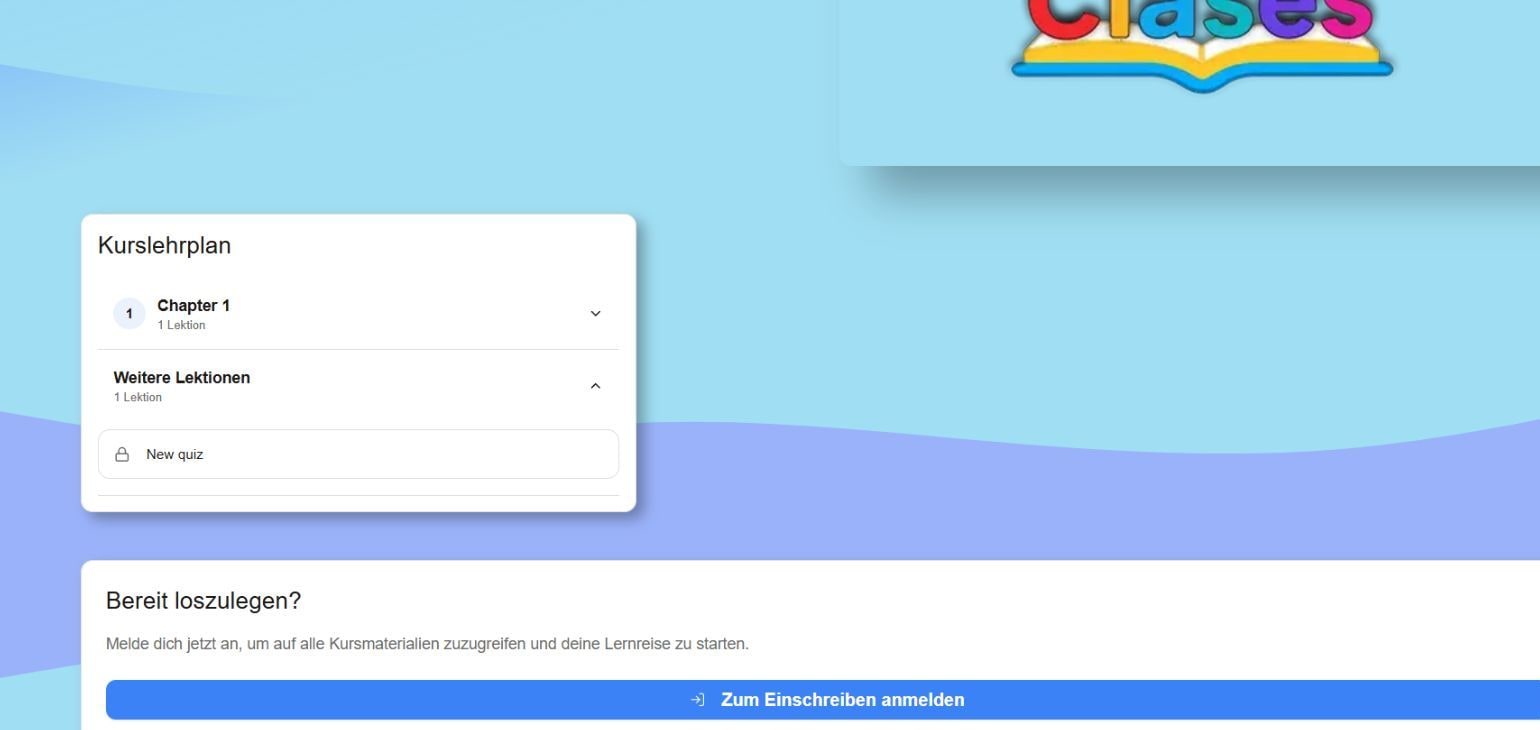 Aktueller öffentlicher Kurs-Lehrplan mit einem unter Weitere Lektionen aufgeführten Quiz und der Aktion Anmelden, um einzuschreiben.