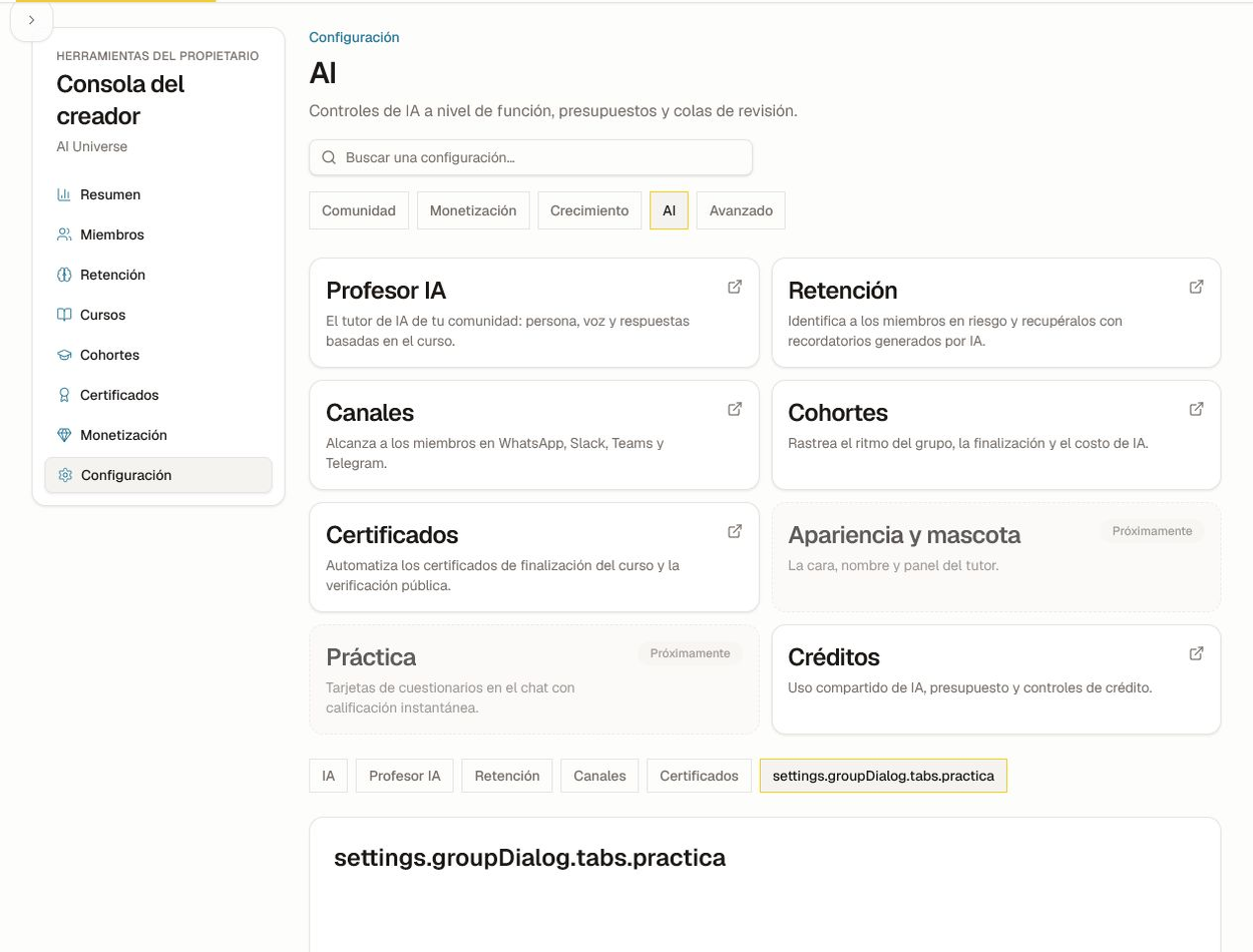 Configuración de práctica con el interruptor de habilitación a nivel de grupo y la explicación de la fundamentación en el curso.
